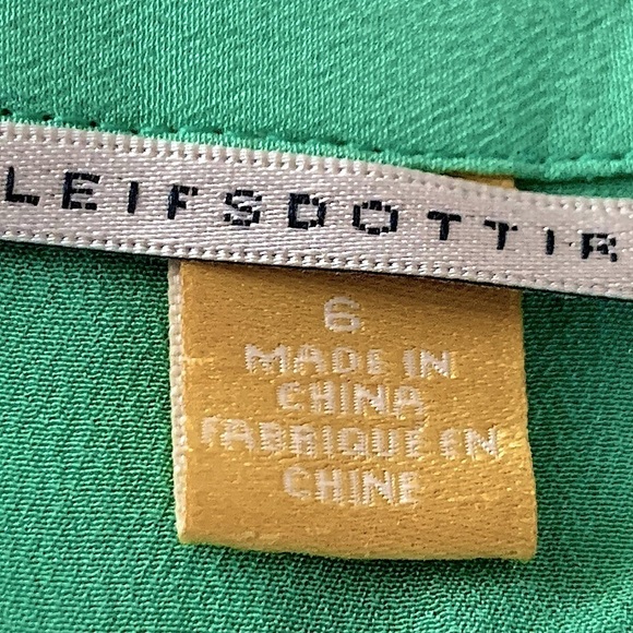 𝅺ANTHROPOLOGIE Leifsdottir Green Silk Drawstring Waist Mini Dress Size 6 - Picture 3 of 7